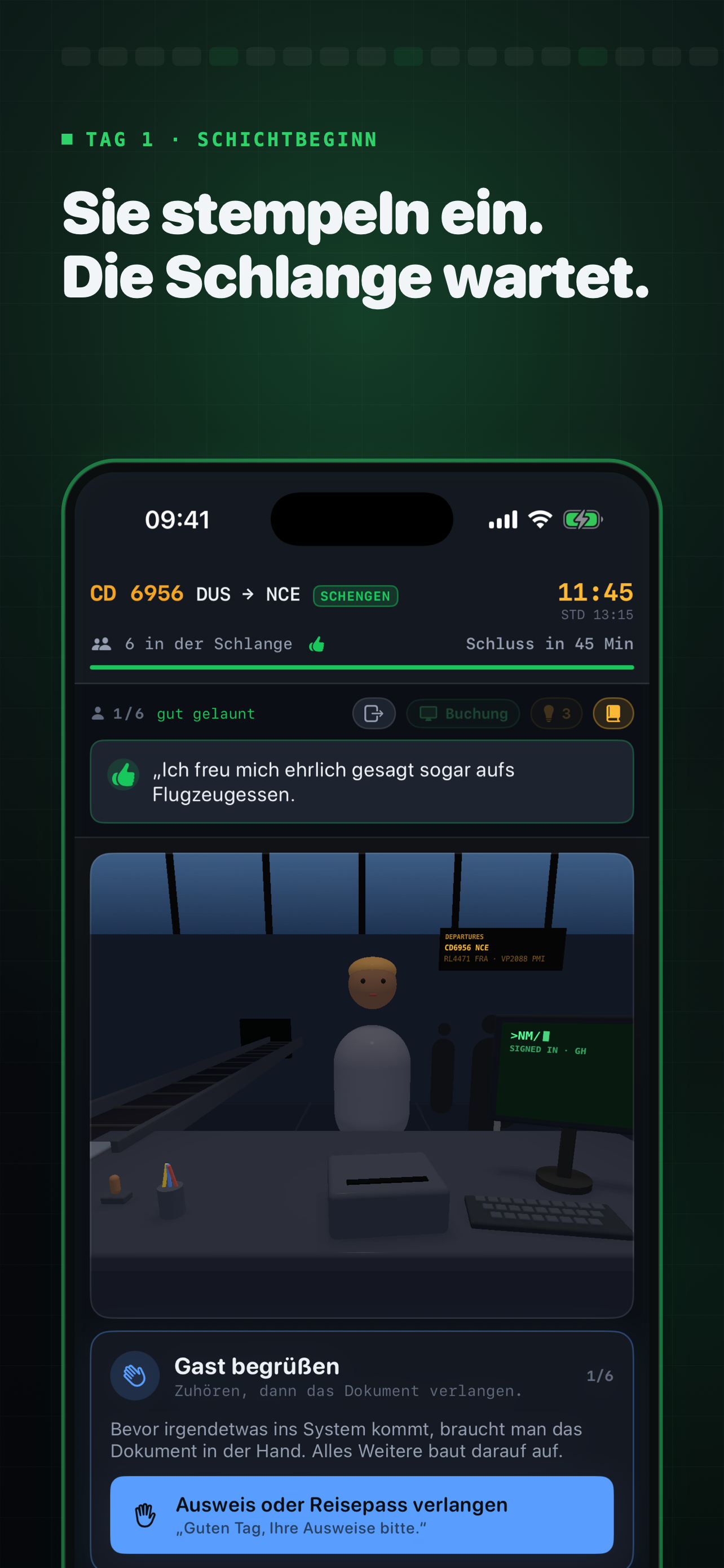 Stempeluhr zu Schichtbeginn