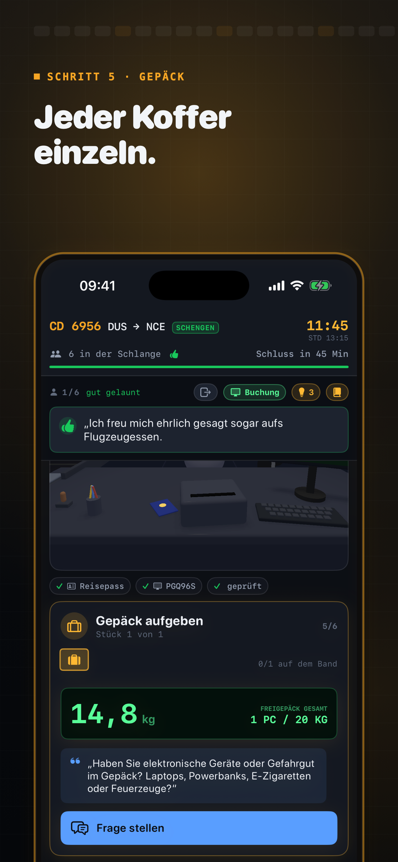 Gepäckannahme mit Waage
